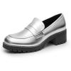 image:imageDREAM PAIRS Womens Platform Chunky Heeled Loafers Womens Business Casual ShoesSilver Pu
