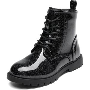 image:imageDREAM PAIRS Boys Girls Side Zipper Combat Ankle BootsToddlerLittle KidAll Black
