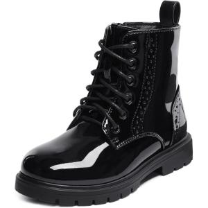 image:imageDREAM PAIRS Boys Girls Side Zipper Combat Ankle BootsToddlerLittle KidBlack