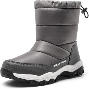 image:imageDREAM PAIRS Boys Girls Snow Boots Lightweight Slip Resistant Mid Calf Winter Shoes for LittleBig KidDark Gray