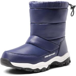 image:imageDREAM PAIRS Boys Girls Snow Boots Lightweight Slip Resistant Mid Calf Winter Shoes for LittleBig KidNavy