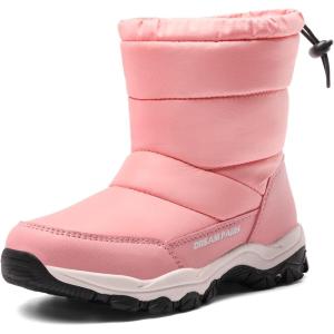 image:imageDREAM PAIRS Boys Girls Snow Boots Lightweight Slip Resistant Mid Calf Winter Shoes for LittleBig KidPink