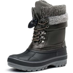 image:imageDREAM PAIRS Boys Girls Snow Boots WaterResistant Outdoor Warm Cozy AntiSlip Mid Calf Faux Fur Lining Insulated Winter Shoes for LittleBig KidsBlackGrey