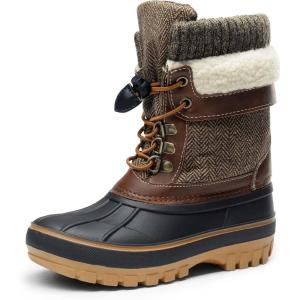 image:imageDREAM PAIRS Boys Girls Snow Boots WaterResistant Outdoor Warm Cozy AntiSlip Mid Calf Faux Fur Lining Insulated Winter Shoes for LittleBig KidsBrown