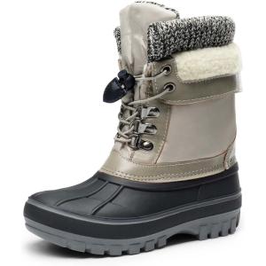 image:imageDREAM PAIRS Boys Girls Snow Boots WaterResistant Outdoor Warm Cozy AntiSlip Mid Calf Faux Fur Lining Insulated Winter Shoes for LittleBig KidsLt Grey
