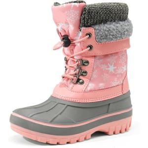 image:imageDREAM PAIRS Boys Girls Snow Boots WaterResistant Outdoor Warm Cozy AntiSlip Mid Calf Faux Fur Lining Insulated Winter Shoes for LittleBig KidsPink