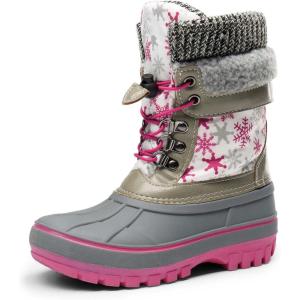 image:imageDREAM PAIRS Boys Girls Snow Boots WaterResistant Outdoor Warm Cozy AntiSlip Mid Calf Faux Fur Lining Insulated Winter Shoes for LittleBig KidsWhiteFauxia