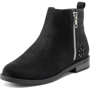 image:imageDREAM PAIRS Girls Ankle Boots Kids Fashion Booties with Glitter Stars Side Zipper Low Heels Warm Shoes for ToddlerLittle KidBig KidBlack