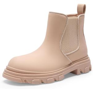 image:imageDREAM PAIRS Girls Chelsea Boots Side Zipper Lug Sole Ankle Booties ToddlerLittle KidBig KidApricot