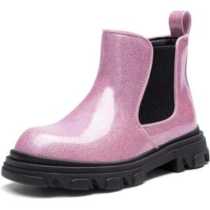 image:imageDREAM PAIRS Girls Chelsea Boots Side Zipper Lug Sole Ankle Booties ToddlerLittle KidBig KidPink