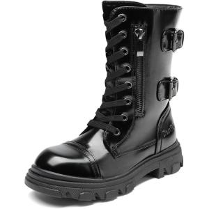 image:imageDREAM PAIRS Girls Combat Boots Side Zipper Ankle Booties ToddlerLittle KidBig KidAll Black