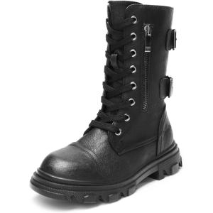 image:imageDREAM PAIRS Girls Combat Boots Side Zipper Ankle Booties ToddlerLittle KidBig KidBlack