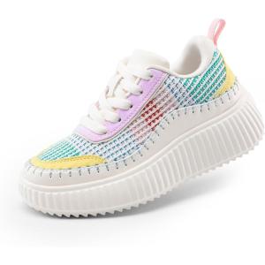 image:imageDREAM PAIRS Girls Fashion Sneakers Tennis Shoes Kids Platform Lightweight Lace Up Casual Walking Shoes