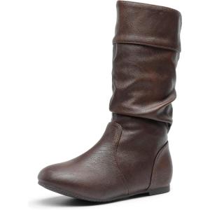 image:imageDREAM PAIRS Girls Faux Fur Lined Knee High Winter Riding BootsToddlerLittle KidBig KidBrownPu