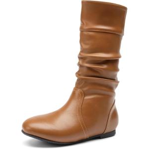 image:imageDREAM PAIRS Girls Faux Fur Lined Knee High Winter Riding BootsToddlerLittle KidBig KidTanpu