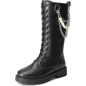 image:imageDREAM PAIRS Girls Riding Boots Knee High Side Zipper Mid Calf Shoes Little KidBig KidBlack