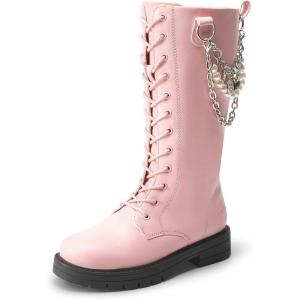image:imageDREAM PAIRS Girls Riding Boots Knee High Side Zipper Mid Calf Shoes Little KidBig KidPink