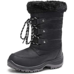 image:imageDREAM PAIRS Girls Snow Boots Warm Cozy AntiSlip Lightweight Mid Calf Faux Fur Lining Winter Shoes for LittleBig KidsBlack
