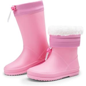 image:imageDREAM PAIRS Kids Rain Boots Boys Girls Lightweight Boots Waterproof Easyon Outdoor Playing Rain Boot UnisexChildAll Pink