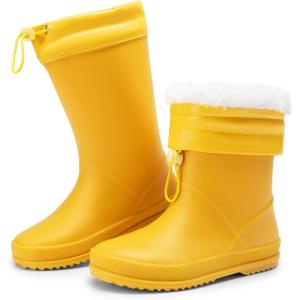 image:imageDREAM PAIRS Kids Rain Boots Boys Girls Lightweight Boots Waterproof Easyon Outdoor Playing Rain Boot UnisexChildAll Yellow