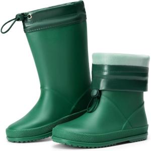 image:imageDREAM PAIRS Kids Rain Boots Boys Girls Lightweight Boots Waterproof Easyon Outdoor Playing Rain Boot UnisexChildDark Green