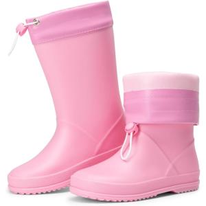 image:imageDREAM PAIRS Kids Rain Boots Boys Girls Lightweight Boots Waterproof Easyon Outdoor Playing Rain Boot UnisexChildPink