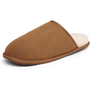image:imageDREAM PAIRS Mens Avalon Scuff Slip on Fuzzy Faux Wool Lining Warm Indoor Outdoor House Slippers TanSize 11
