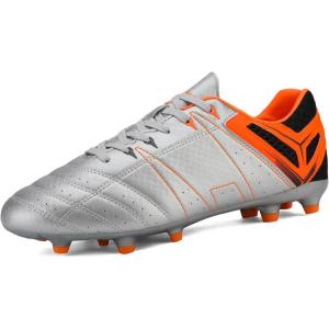 image:imageDREAM PAIRS Mens Sport Flexible Athletic Lace Up Light Weight Outdoor Cleats Football Soccer ShoesSilverOrangeBlack
