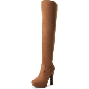 image:imageDREAM PAIRS Womens HIGHPLAT Chunky Thigh High Over The Knee High Heel BootsBrown