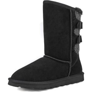 image:imageDREAM PAIRS Womens Mid Calf Winter Snow Boots Fashion FuzzyChic Buckle BootiesBlack