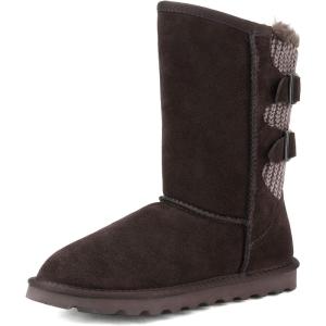 image:imageDREAM PAIRS Womens Mid Calf Winter Snow Boots Fashion FuzzyChic Buckle BootiesBrown