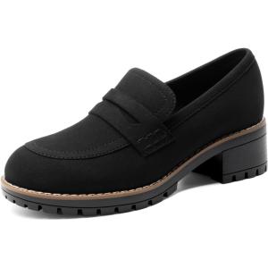 image:imageDREAM PAIRS Womens Platform Chunky Heeled Loafers Womens Business Casual ShoesBlack