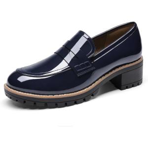 image:imageDREAM PAIRS Womens Platform Chunky Heeled Loafers Womens Business Casual ShoesNavy