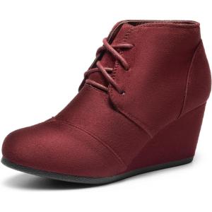 image:imageDREAM PAIRS Womens Wedge Boots Casual Fashion Lace Up Low Heel Ankle Booties ShoesBurgundy