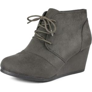 image:imageDREAM PAIRS Womens Wedge Boots Casual Fashion Lace Up Low Heel Ankle Booties ShoesGrey