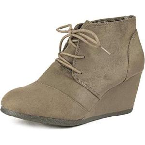 image:imageDREAM PAIRS Womens Wedge Boots Casual Fashion Lace Up Low Heel Ankle Booties ShoesTaupe
