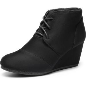 image:imageDREAM PAIRS Womens Wedge Boots Casual Fashion Lace Up Low Heel Ankle Booties ShoesTomsonblack