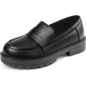 image:imageDream Pairs Girls Loafers Chunky Platform Penny Loafers School Uniform Slip On Dress ShoesBlack