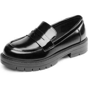 image:imageDream Pairs Girls Loafers Chunky Platform Penny Loafers School Uniform Slip On Dress ShoesBlackpatent