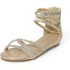image:imageDREAM PAIRS Girls Ankle Strap Flat Sandals Summer Dressy Strappy Gladiator Rhinestones Platform Low Heels ShoesGold