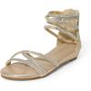image:imageDREAM PAIRS Girls Ankle Strap Flat Sandals Summer Dressy Strappy Gladiator Rhinestones Platform Low Heels ShoesGold