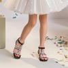 image:imageDREAM PAIRS Girls Sandals Ankle Strap TStrap Low Heel Pearl Flower Pump Dress Wedding Party Square Toe Shoes for Little KidBig KidBlack