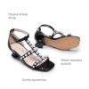 image:imageDREAM PAIRS Girls Sandals Ankle Strap TStrap Low Heel Pearl Flower Pump Dress Wedding Party Square Toe Shoes for Little KidBig KidBlack