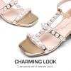 image:imageDREAM PAIRS Girls Sandals Ankle Strap TStrap Low Heel Pearl Flower Pump Dress Wedding Party Square Toe Shoes for Little KidBig KidGold