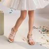 image:imageDREAM PAIRS Girls Sandals Ankle Strap TStrap Low Heel Pearl Flower Pump Dress Wedding Party Square Toe Shoes for Little KidBig KidGold