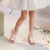 image:imageDREAM PAIRS Girls Sandals Ankle Strap TStrap Low Heel Pearl Flower Pump Dress Wedding Party Square Toe Shoes for Little KidBig KidSilver