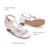 image:imageDREAM PAIRS Girls Sandals Ankle Strap TStrap Low Heel Pearl Flower Pump Dress Wedding Party Square Toe Shoes for Little KidBig KidWhite