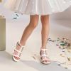 image:imageDREAM PAIRS Girls Sandals Ankle Strap TStrap Low Heel Pearl Flower Pump Dress Wedding Party Square Toe Shoes for Little KidBig KidWhite