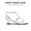 image:imageDREAM PAIRS Girls Sandals Ankle Strap TStrap Low Heel Pearl Flower Pump Dress Wedding Party Square Toe Shoes for Little KidBig KidWhite