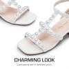 image:imageDREAM PAIRS Girls Sandals Ankle Strap TStrap Low Heel Pearl Flower Pump Dress Wedding Party Square Toe Shoes for Little KidBig KidWhite